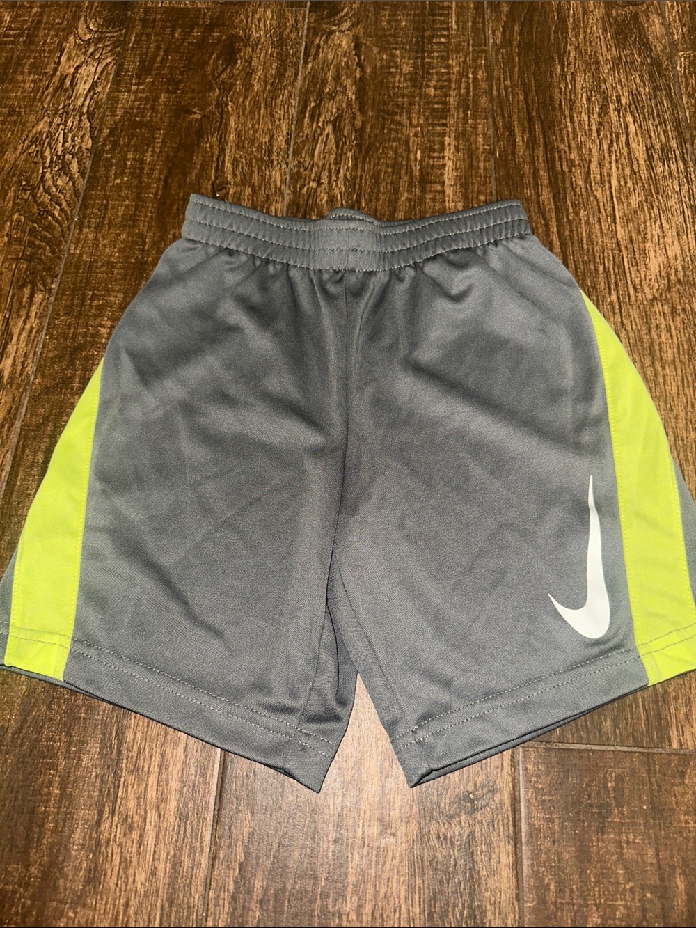 Nike Gray Shorts with Neon Green Side Panels boys size 7